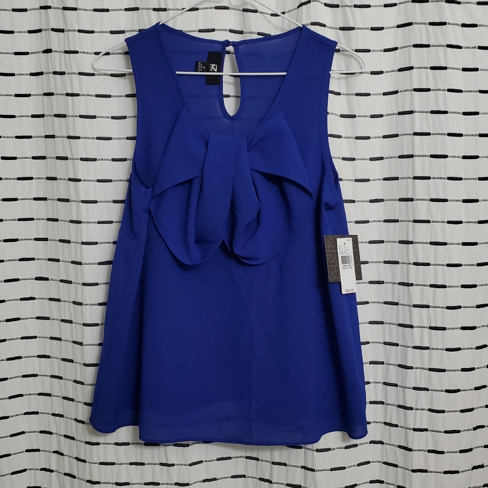NWT iZ Buyer Bow Front Sapphire Sleeveless